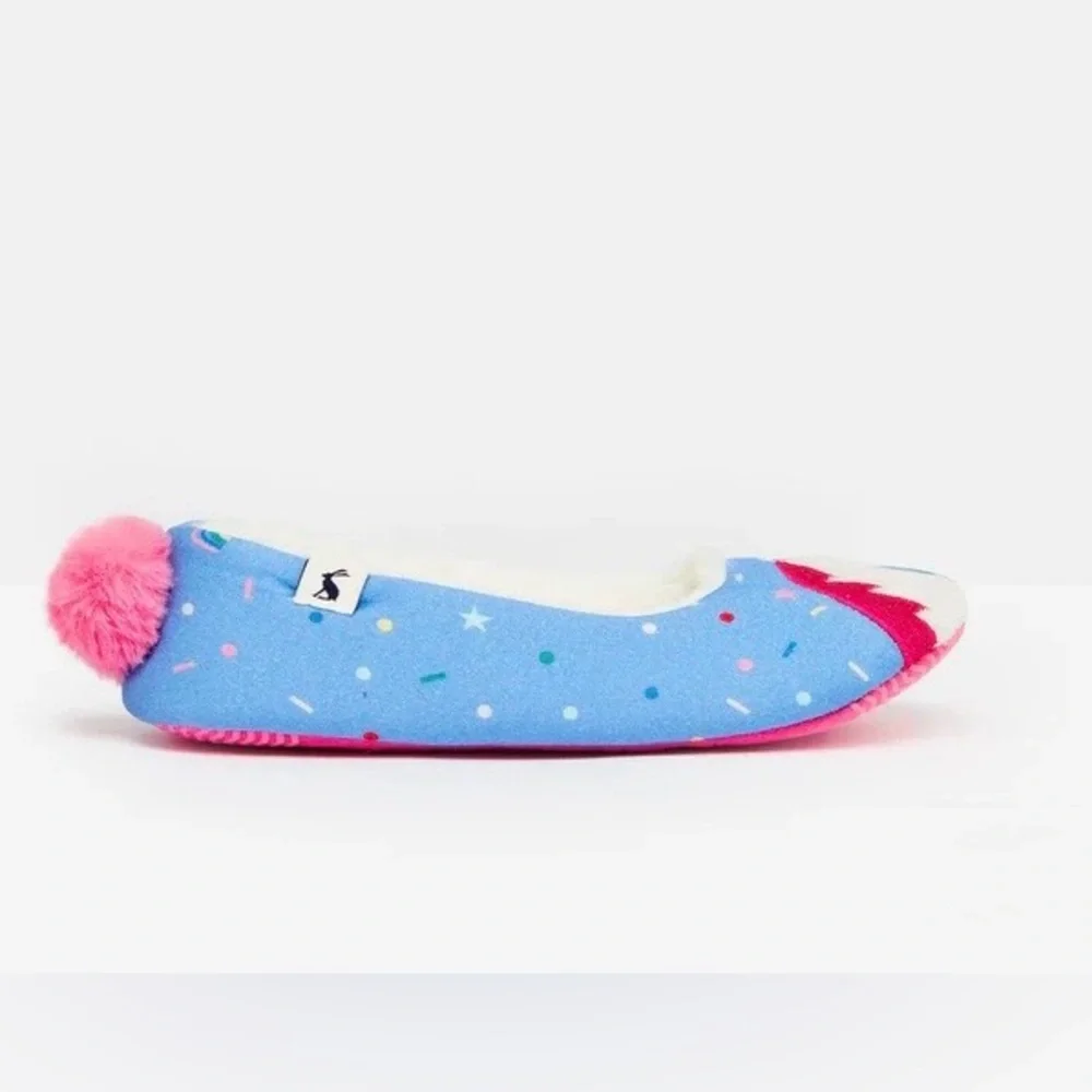 Joules Dreamer Slippers with Pony and Pink Pom Poms